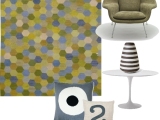 Room decor inspired by the hexagonal carpet design of Arts and Knots Collection