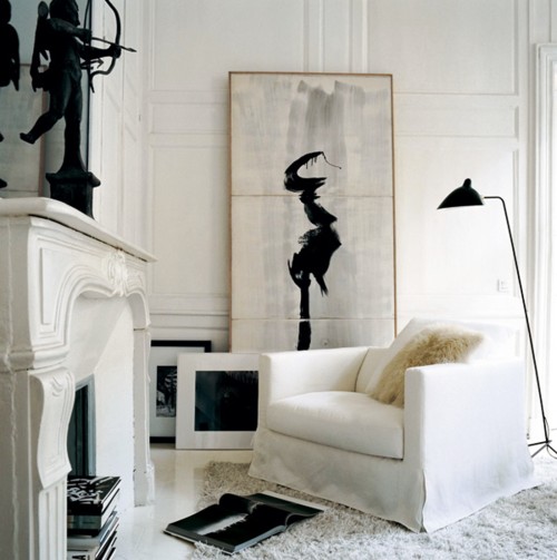 elegant white room decorated by texturial carpet